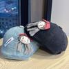 Cute little girl's bowknot denim beret, women's vintage duckbill beret, versatile and face-slimming artist hat