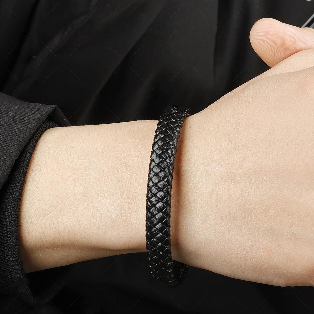 Vintage Leather Hand-woven Bracelet Men's Leather Alloy Leather Rope Bracelet Jewelry