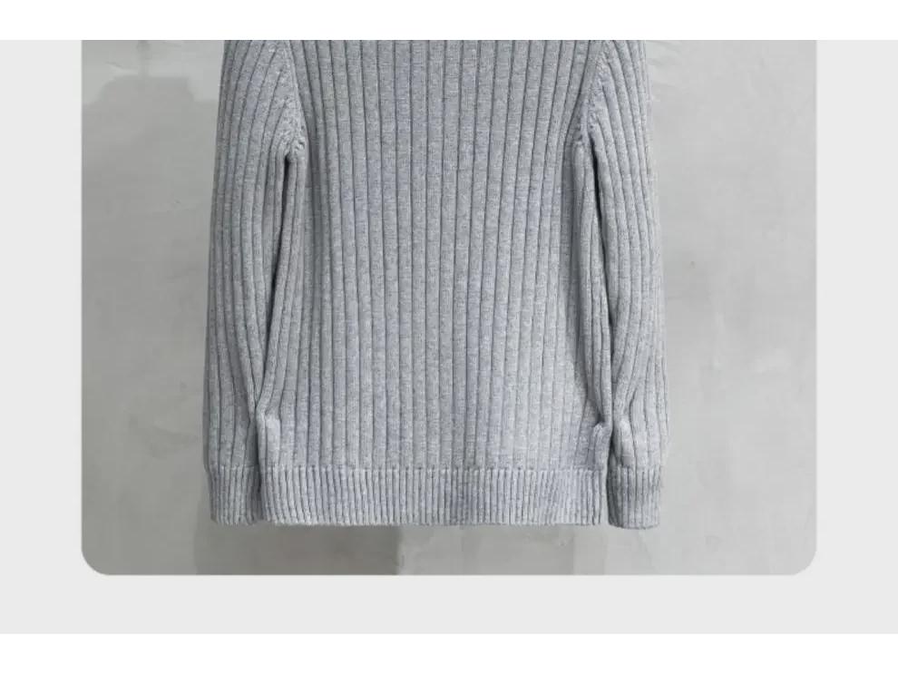 American Autumn/Winter Solid Color Zippered Knit Cardigan: Trendy Korean-Style Men's Outerwear