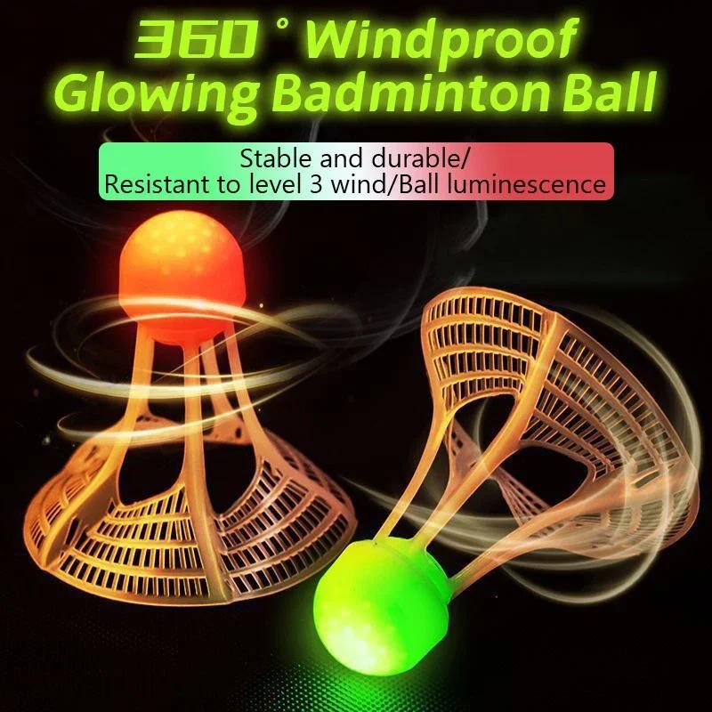 1 PC Glow-In-The-Dark Windproof Badminton Shuttlecock Ball Wind Resistance Training Accessoires Night Outdoor Sport Supplies
