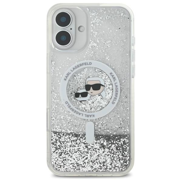 Karl Lagerfeld Klhmp16Slgkcsgh Iphone16 6.1 Hardcase Transparent Liquid Glitter Karl&Choupette Head Magsafe