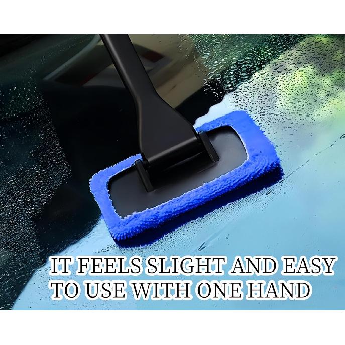 6PCS Windshield Cleaning Tool Car Window Cleaner With 5 Reusable And Washable Microfiber Pads And Extendable Handle Auto Ide Glass Wiper Kit Green