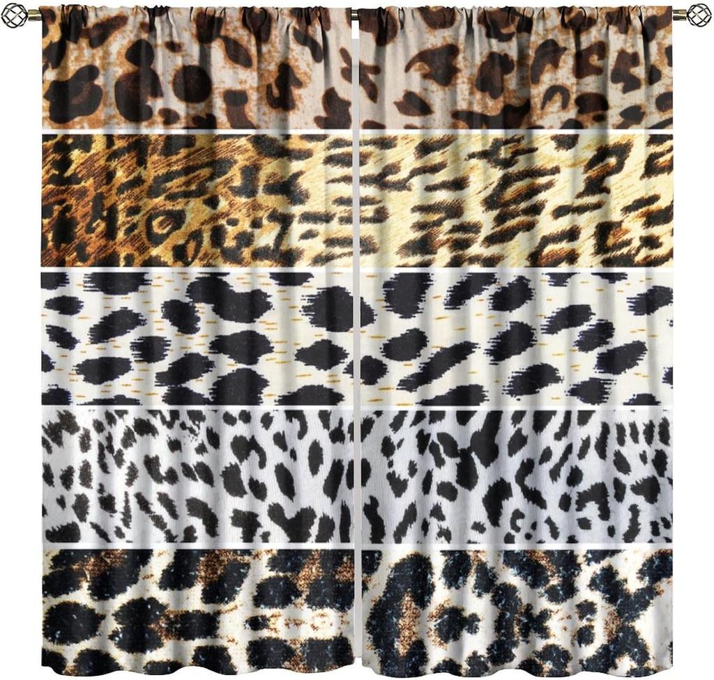 Leopard Zebra Decor Window Curtain Red Black Zebra Stripes Abstract Romance Heart Creative Patchwork Modern Fashion Art for Home