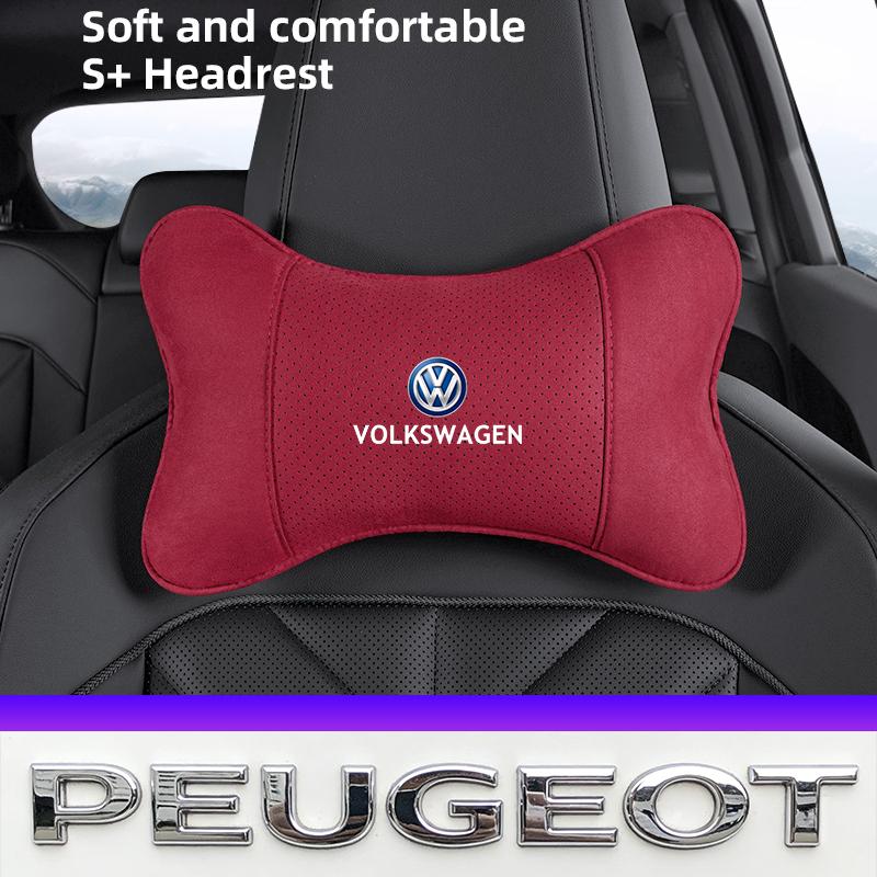 Car Headrest Suede Pillow Seat Memory Foam Accessories Valve Cap For VW Golf Amarok T5 Phaeton Teramont ID3 Tiguan T-Cross Passa Ze8