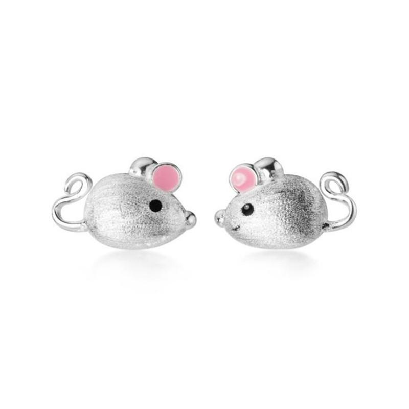 Charming Pink Mouse Ear Stud Earrings for Women