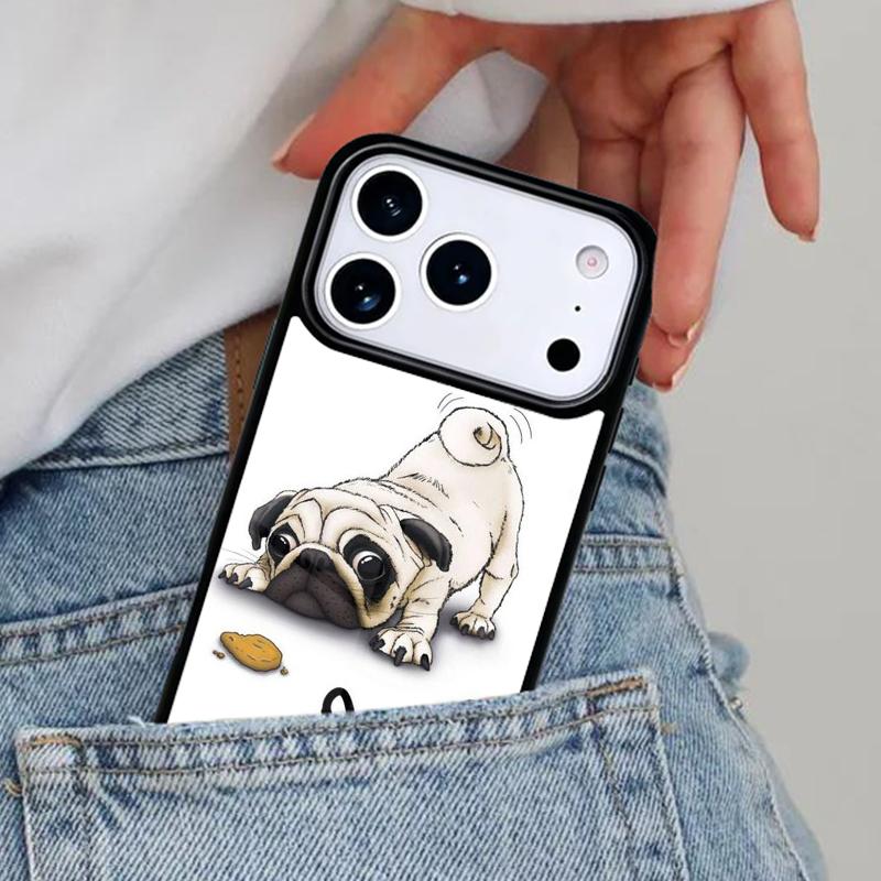 Pug Dog Funny Cartoon Phone Case for iPhone 17ProMax 12 13 14 15 16e 17 Pro Max Plus Air Cover