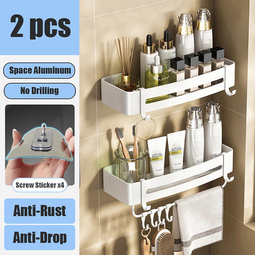 Badezimmerregal ohne Bohren, Wandmontage, Shampooflasche, Dusch-Eckregal, Toiletten-Aufbewahrungsregal, Aluminium, Badezimmer-/Küchenzubehör