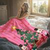 Pink Xmas Nutcracker Flannel Blanket Warm Soft Halloween Christmas Decorative Couch Warm Cozy All-Season Gift