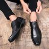 Fashion Men Leisure Derby Shoes Business Dress Shoes Classic Triple Joint Oxford Office Gentleman Footwear for Job Luxury Wedding Shoes