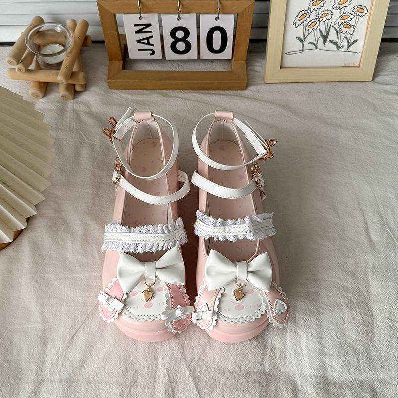 Módní Mary Jane Malé Kožené Boty Dámské Platformové Zvýšené Kulatá Špička Mělký Výstřih Úzký Pásek Mašle Protiskluzové Podpatky