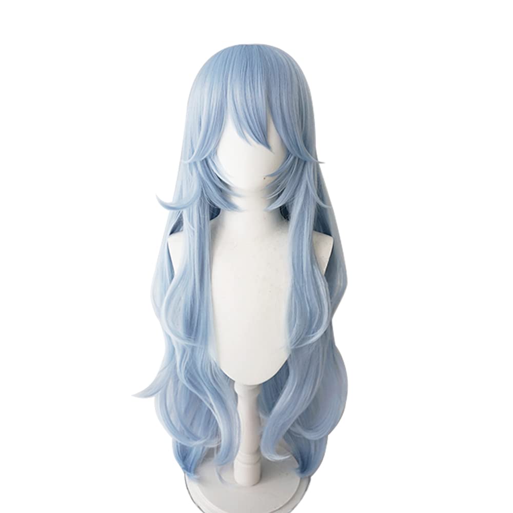 Rei Ayanami Anime Wig Costume Character Long Wavy Light Blue Party Cosplay Wig Synthetic Hair