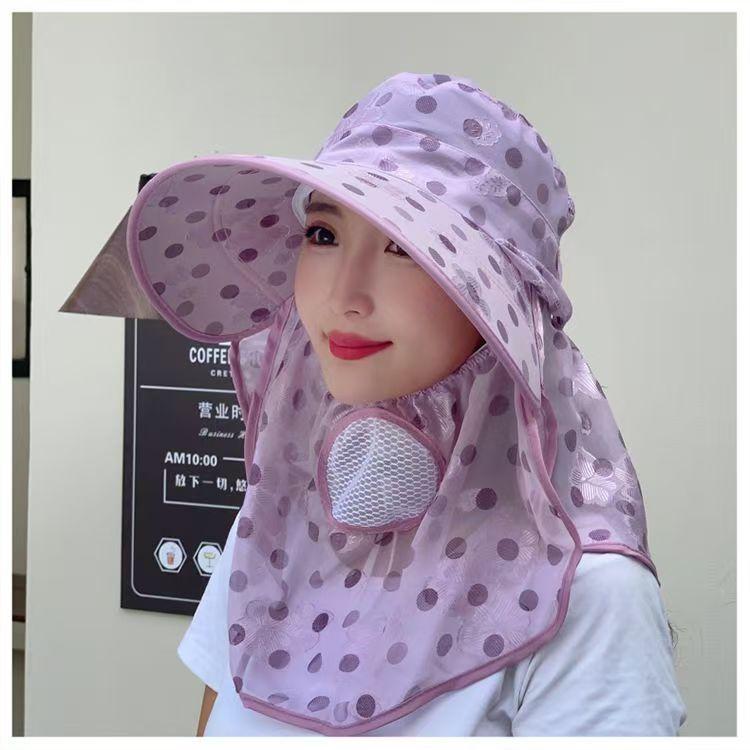 Sun hat women Korean version big eaves mask shawl hat breathable mesh sun protection hat summer outdoor cool tea picking hat