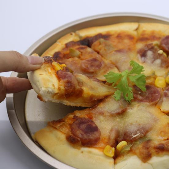 Kulatá nepřilnavá pánev pro pizzu z uhlíkové oceli podnos pro domácí pečení