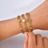 Stainless Steel Mesh Chain Watch Strap Bracelet for Women, Zircon Cherry Charm Wristband Bangle, Waterproof Party Jewelry