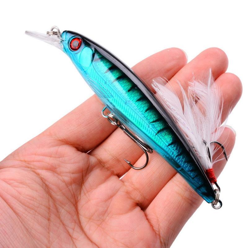 Lifelike Minnow Fishing Baits Sharp Treble Hooks Soft Feather Tails Portable for Freshwater Hiking Fishing Trips