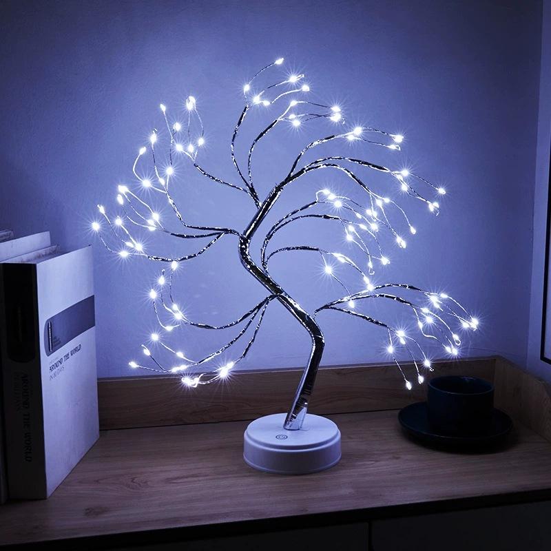 6 Colors 108 LED Warm White Tree Lights USB/Battery Operated Starry Copper String Lights Indoor/Outdoor Table Tree Night Light