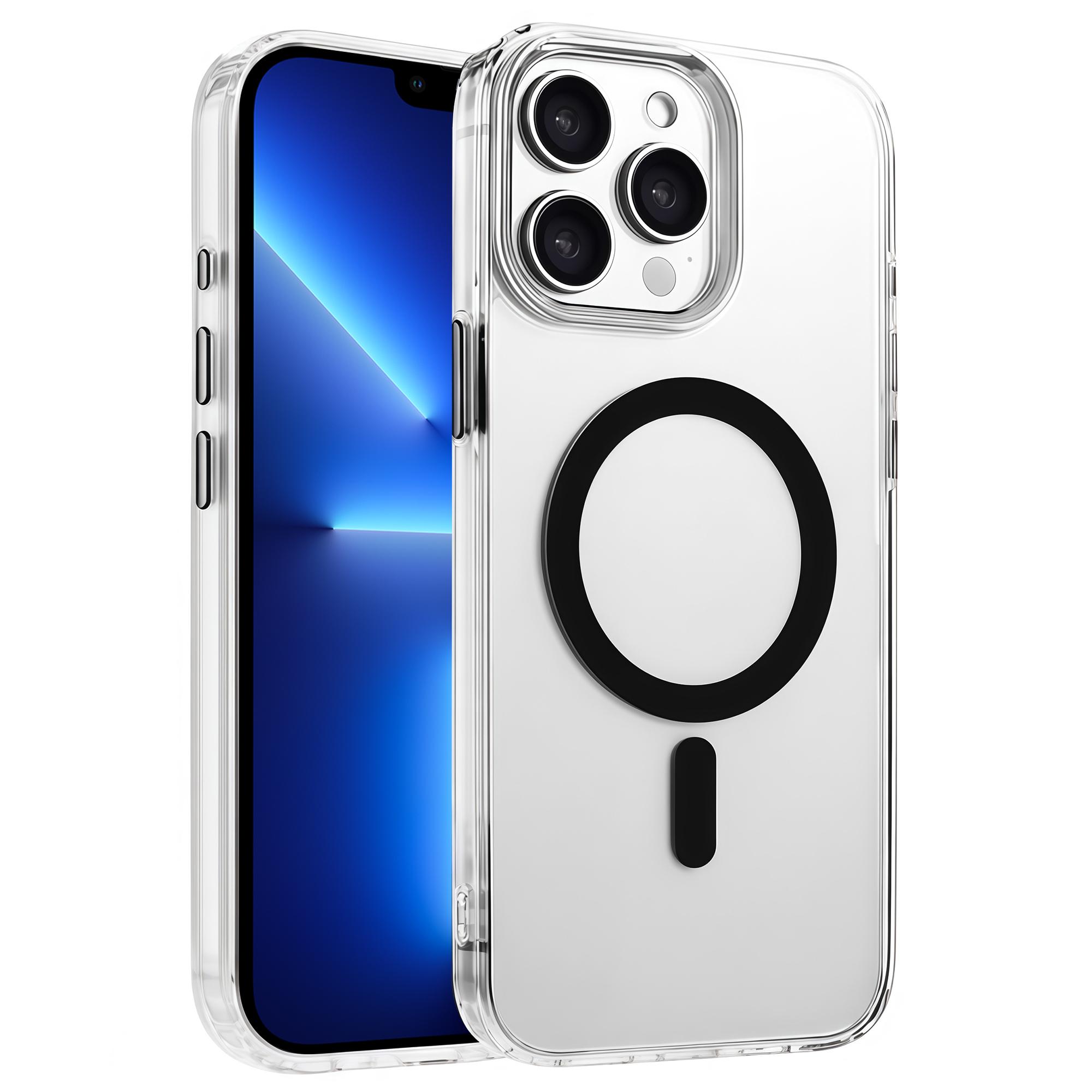 

For iPhone 13 Pro Case Compatible with MagSafe Clear PC+TPU Sealed Magnetic Phone Cover Black