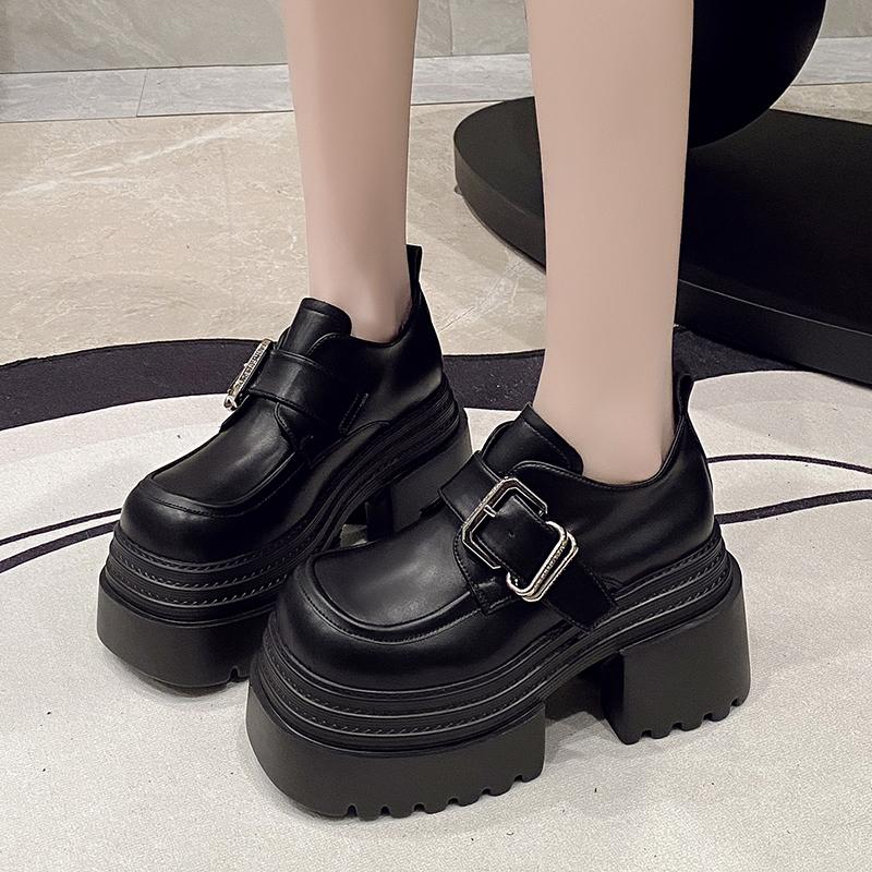 Fashion Ladies Shoes 2025 High Quality Buckle Strap Women's High Heels Fashion Round Toe Dress Pumps Women Hot Sale Solid Platform Heels