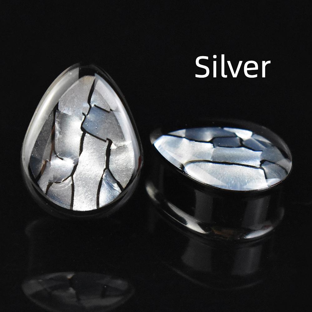 2pcs 8-50mm 1Pair Black Teardrop Double Flared Ear Tunnels and Plugs Ear Piercing Gauge Expander Stretching Tunnels Comf