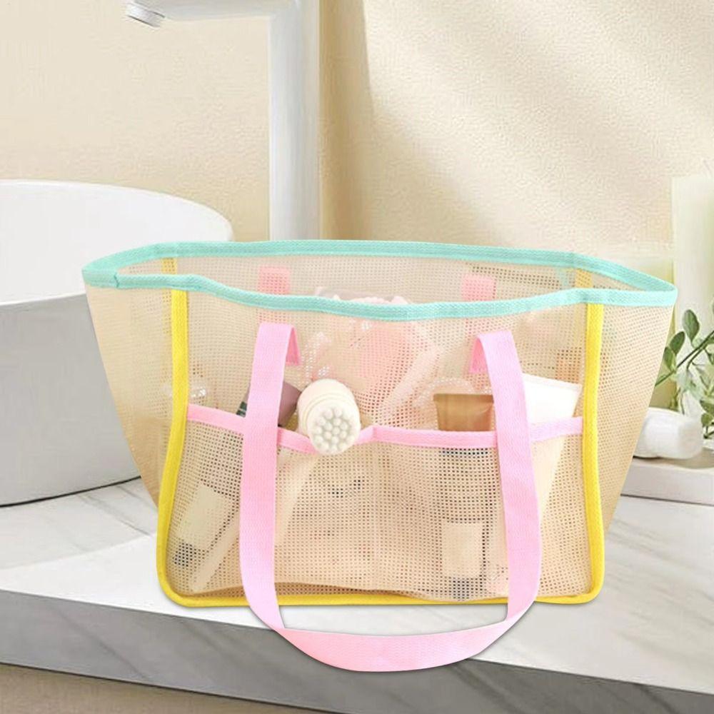 Breathable Shower Tote Bag Foldable Beach Storage Bag Durable Mesh Beach Bag Swimming Pool