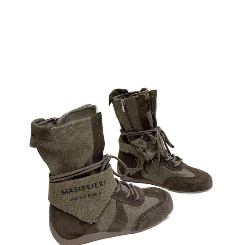 Fashion Women Ankle Sport Running Shoes Autumn 2025 Casual Walking Canvas Snow Boots Lace Up Round-toed Brand Trendy Zapatillas Mujer