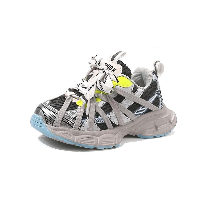 

2025 spring and autumn new mesh breathable baby girl dad shoes fashionable versatile boys running shoes soft sole non-slip 27-31 yards, 5 pairs in one hand зелений