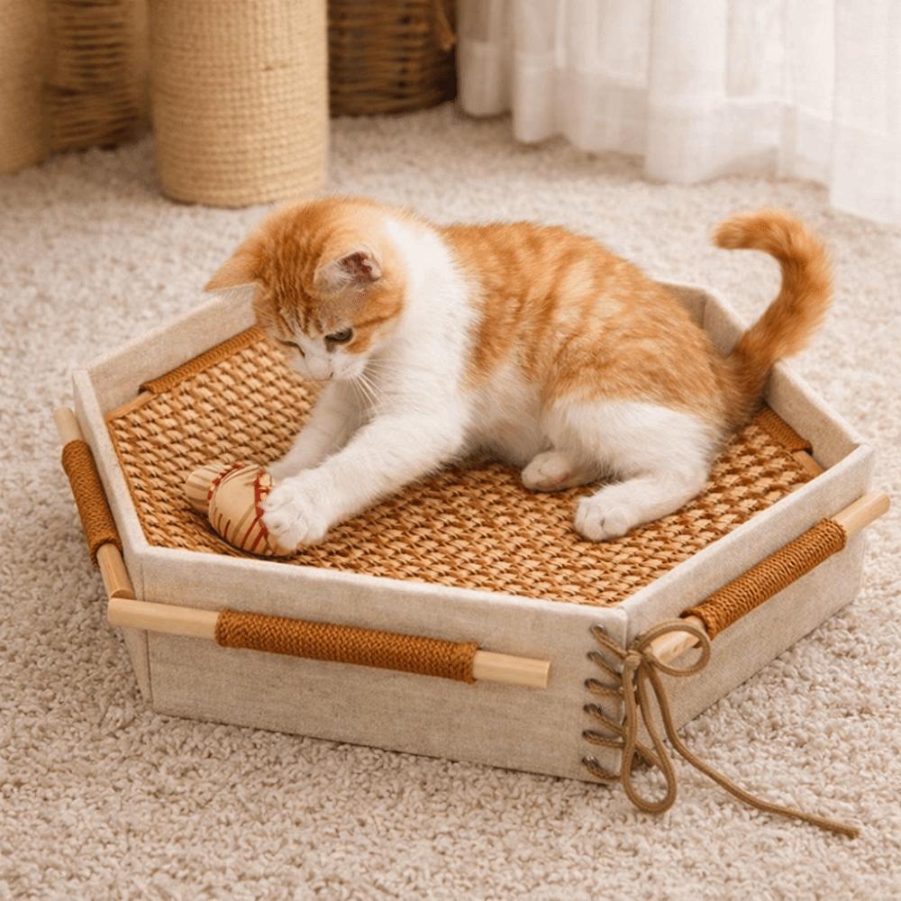Wear Resistant Cat Sofa Bed Detachable Cat Elevated Bed Breathable Cool Cat Nest  for Cats and Dogs
