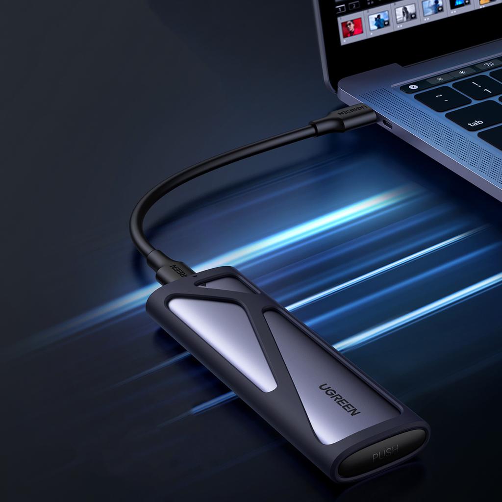 Ugreen Aluminum USB-C 3.2 Gen 2 M.2 SSD Enclosure, Gray, Model CM400 90264