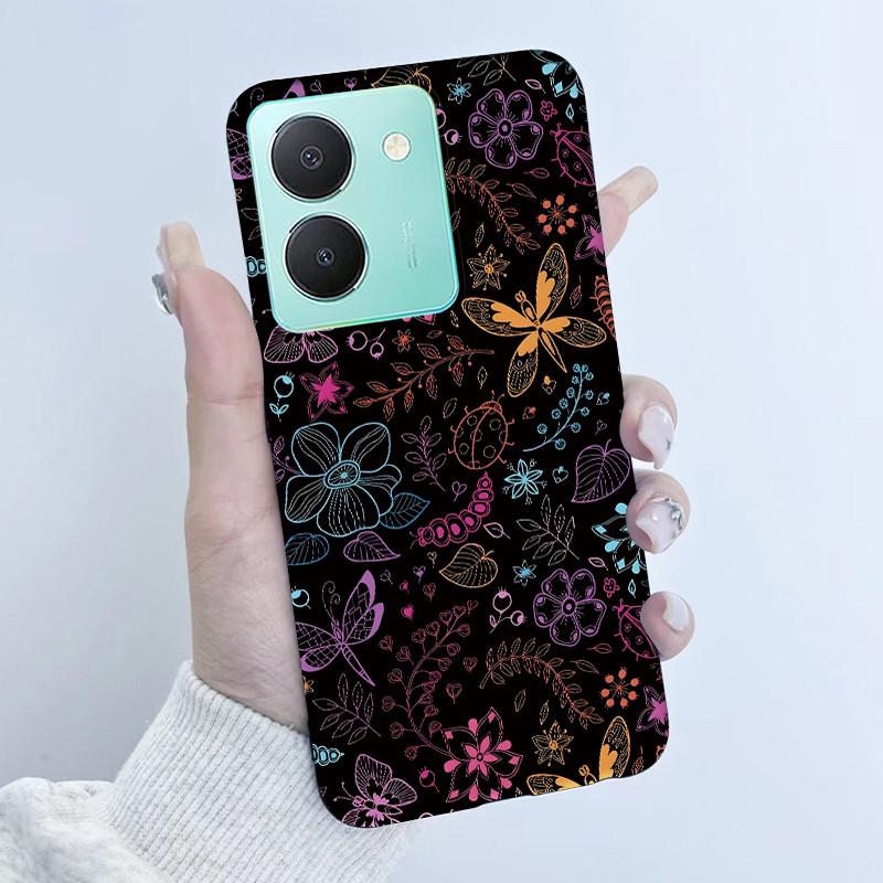 For Vivo Y27s Case Vivo Y36 Russian Cover Beautiful Butterfly Flower Girls Design Bumper Shell For Vivo V2247 V2322 Back Housing