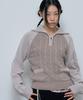 FANCY CLUB Mini Pocket Knit Half Zip (Brown)_F24Zb053