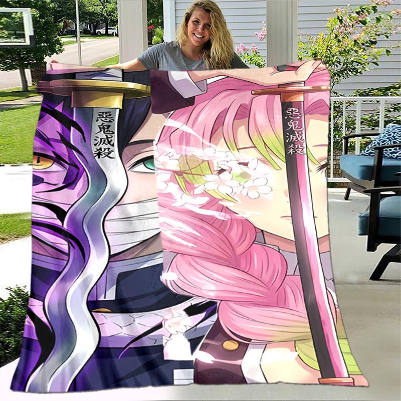 1 Stück Decke - Nezuko Demon Slayer Kanroji Mitsuri Druckdesign, Leichte Decke für Sofa, Bett - Weich & Warm, Geschenk für Alle Jahreszeiten