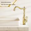 TLXT Zircon Gold All-Copper Bathroom Basin Faucet
