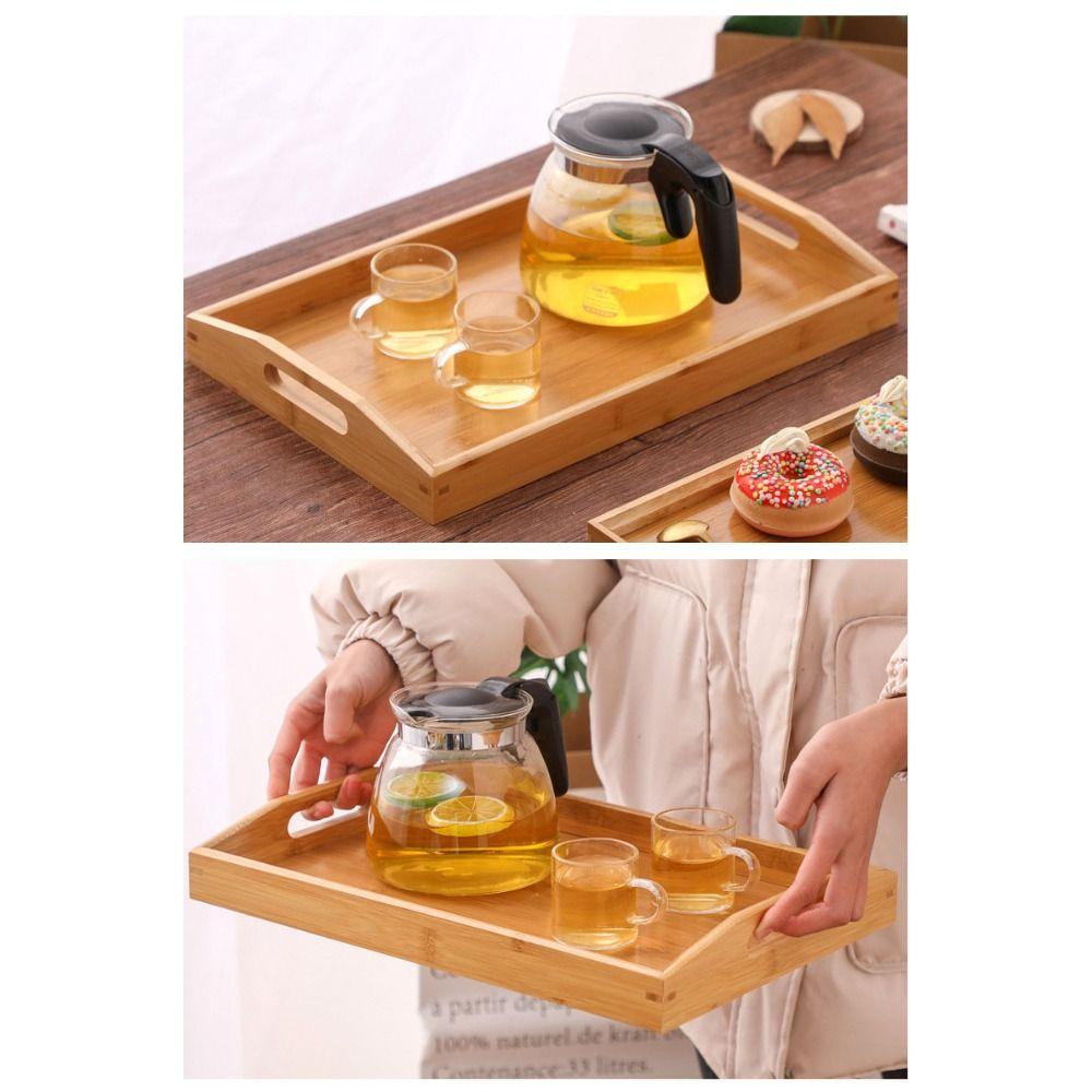 Household Storage Tray Bamboo Water Cup Plate Retro Tea Tray Dried Fruit