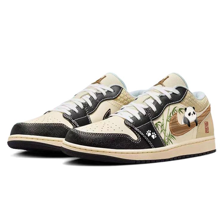 Jordan Air Jordan 1 Tarepanda Cat Cushioning Slip Resistant Abrasion Resistant Low top Vintage Basketball Shoes Men's HQ3437-101(Team56-)