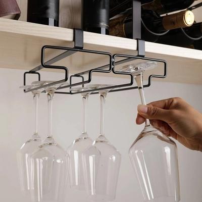 Two Rows Goblet Storage Shelf Lightweight Wine Glass Holder Kitchen Storage Shelf  Cabinet Storage