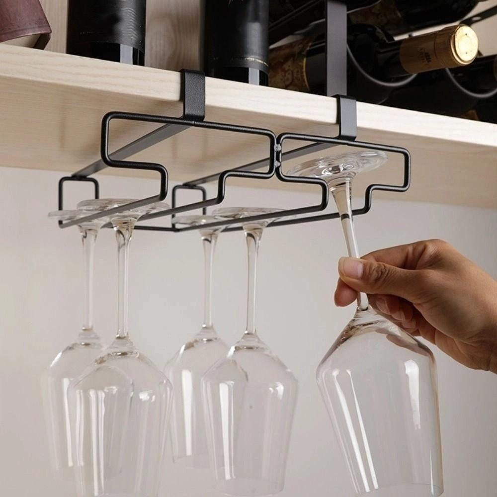Durable Goblet Storage Shelf Two rows Kitchen Storage Shelf Wine Glass Holder  Under Cabinet