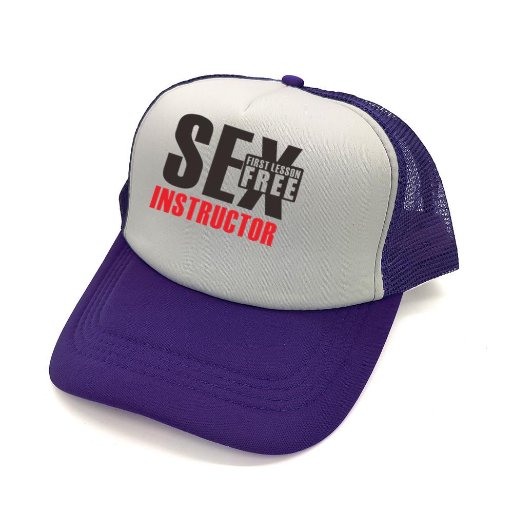 Sex Instructor First Lesson Free Trucker Cap Unisex Lustige Mütze Baseball Cap Unisex Mesh Net Caps