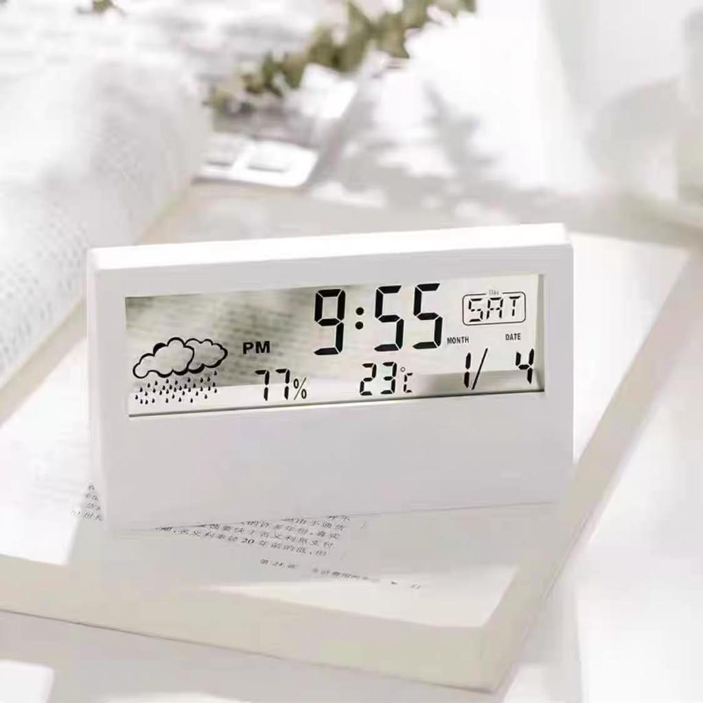 Audio Fan Clock Alarm Digital Temperature Humidity Hygrometer Date Large Screen Easy See Calendar Comfort Clear Approximately 13cm7cm3cm (batteries