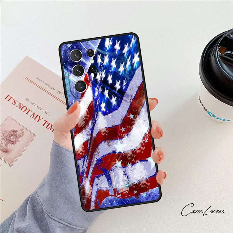 USA American Flag Phone Case For Samsung Galaxy S24 S25 S23 S22 Ultra Note 10 20 Plus S20 S21 FE Cover
