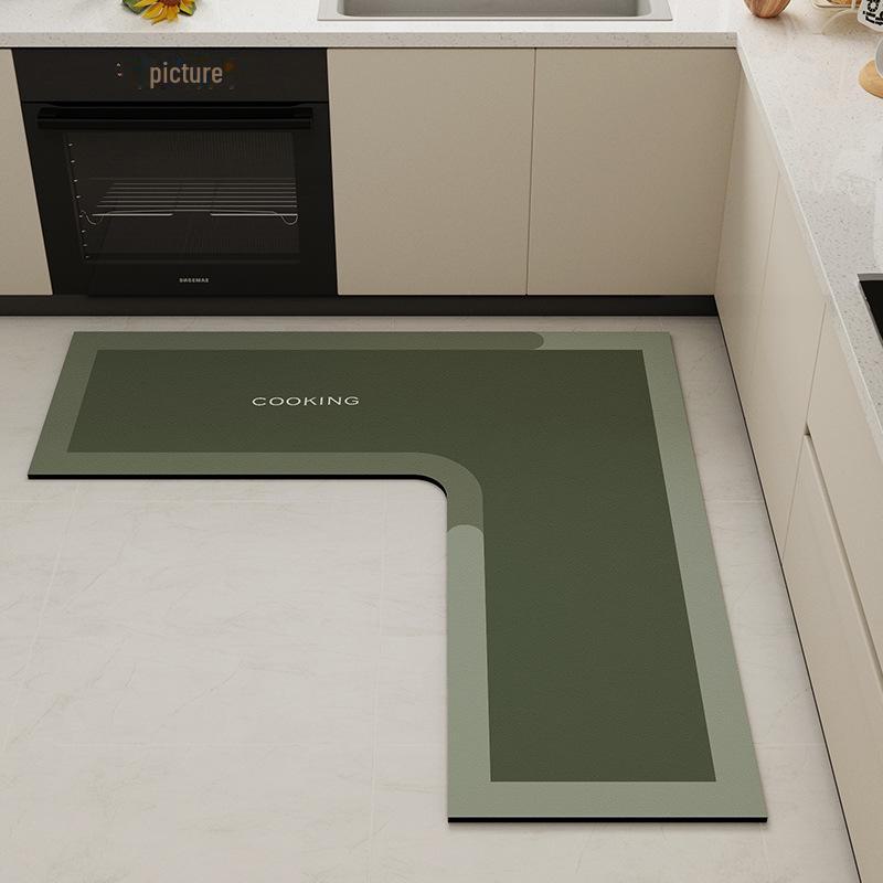 Premium L-shaped Kitchen Mats: Dirt-Resistant, Easy-Care, Quick-Dry Diatom Mud for Absorbing Water & Oil