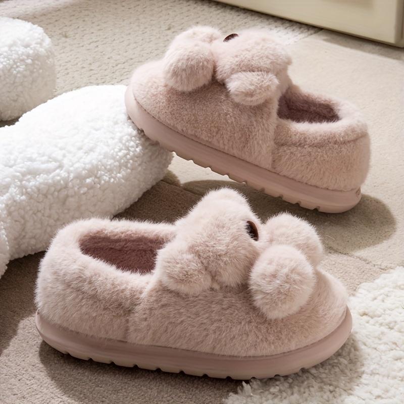 Plush Slip-On Slippers with Plush Lining & Arch Soft Plush Indoor House Shoes