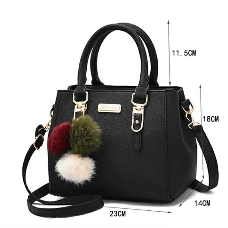 PU Leder Damen Handtaschen Frauen Vintage Geldbörse Plüsch Quaste Messenger Taschen Tote Boston Schulter Umhängetasche