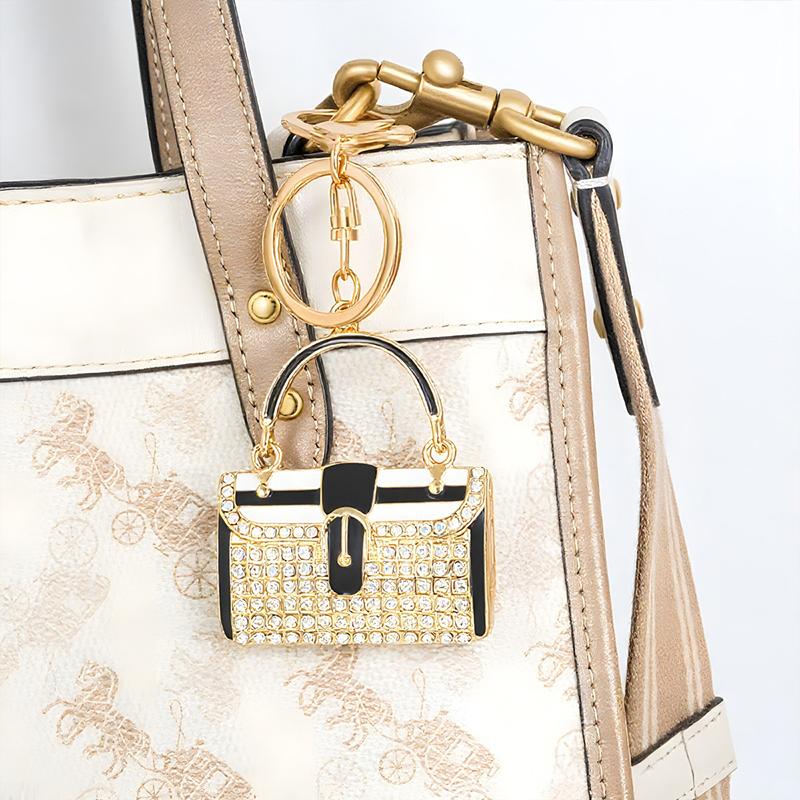 Chinese Style Lion Dance Rhinestone Metal Keychain Small Pendant Creative Backpack Keychain