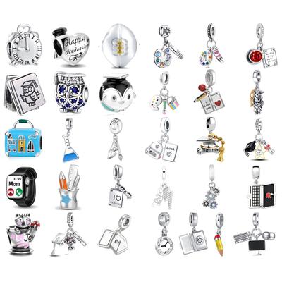 New Copper Charm Fit Original Bracelet Accessories Women Jewelry Teachers' Day Gift Alarm Clock Schoolbag Computer