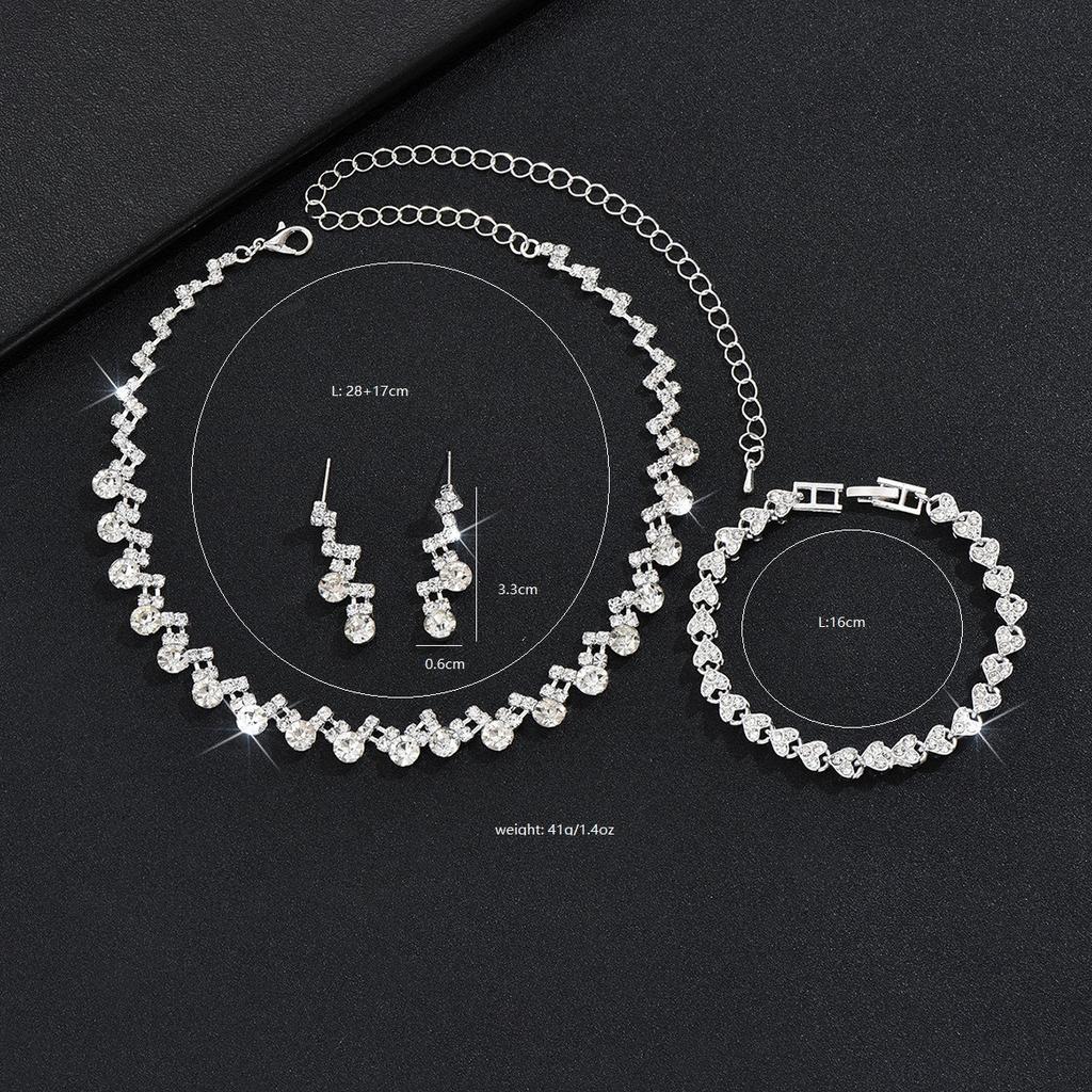 Wedding Evening Dress Necklace Bracelet Earrings Accessories Bridal Jewelry Ladies Three-piece Set