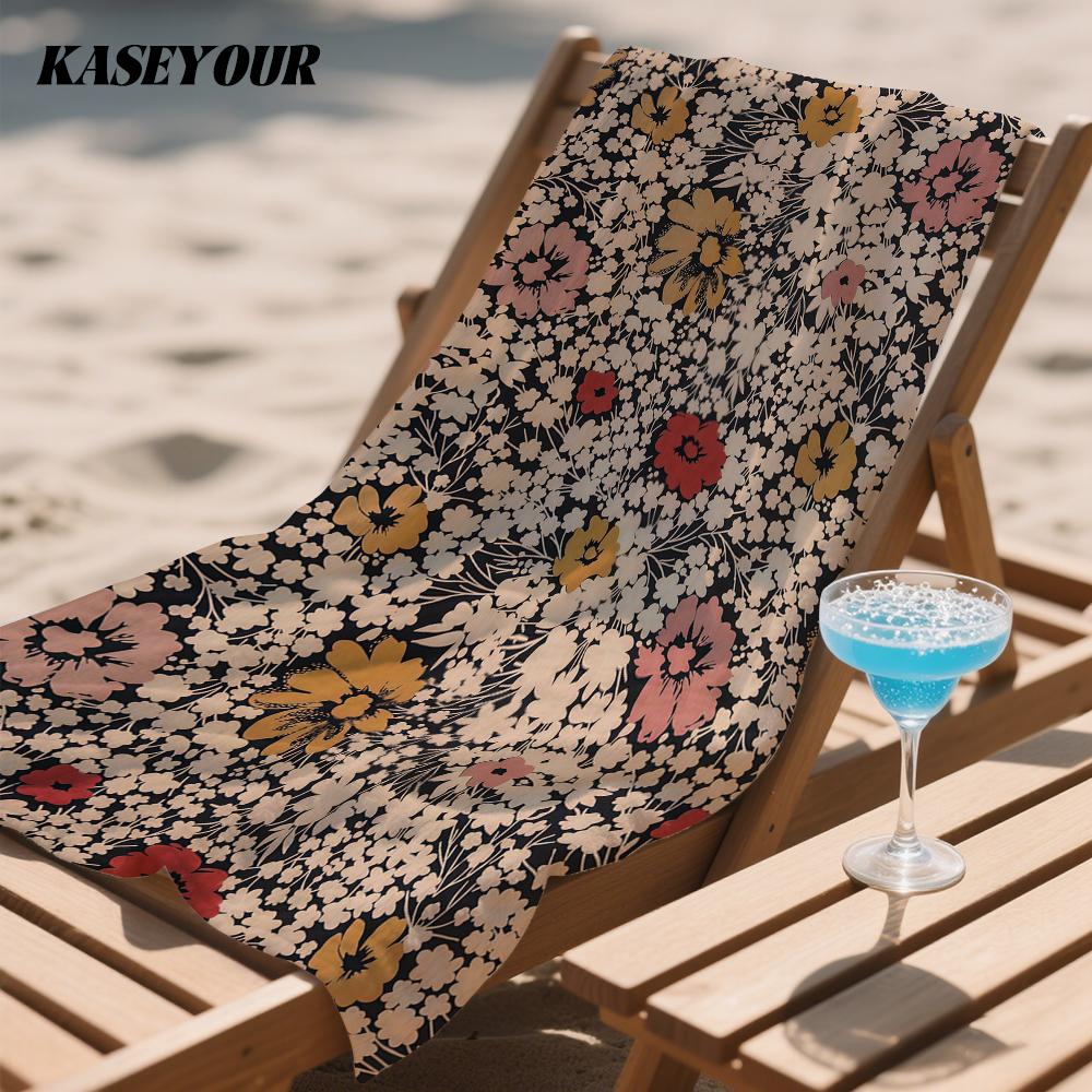 Boho Ditsy Floral Compact Travel Beach Towel Super Absorbent Sand Resistant, Microfiber for Swimming Camping Yoga