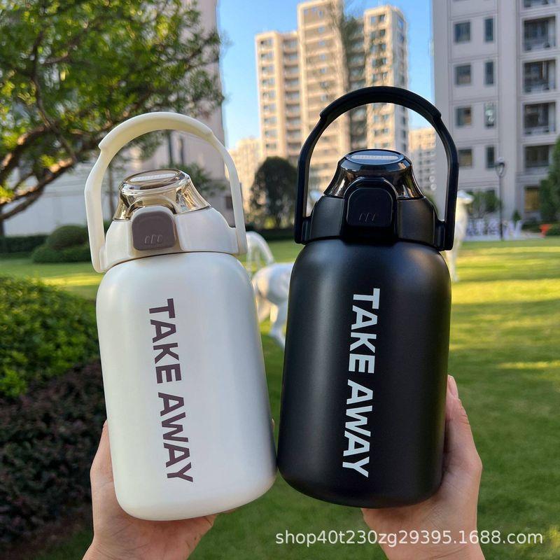 Large-Capacity Thermos Cup for Men and Women, Creative Outdoor Sports Water Bottle, High-Looking, Portable, Pop-Up Straw Water Cup
