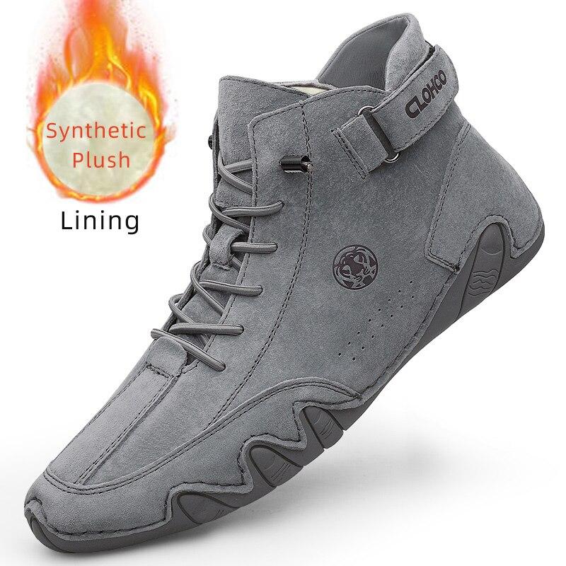 Men's Casual Ankle Boots Lace Up Walking Lightweight Comfortable Sneakers Motorcycle Outdoor Winter Warm Fashion Shoes