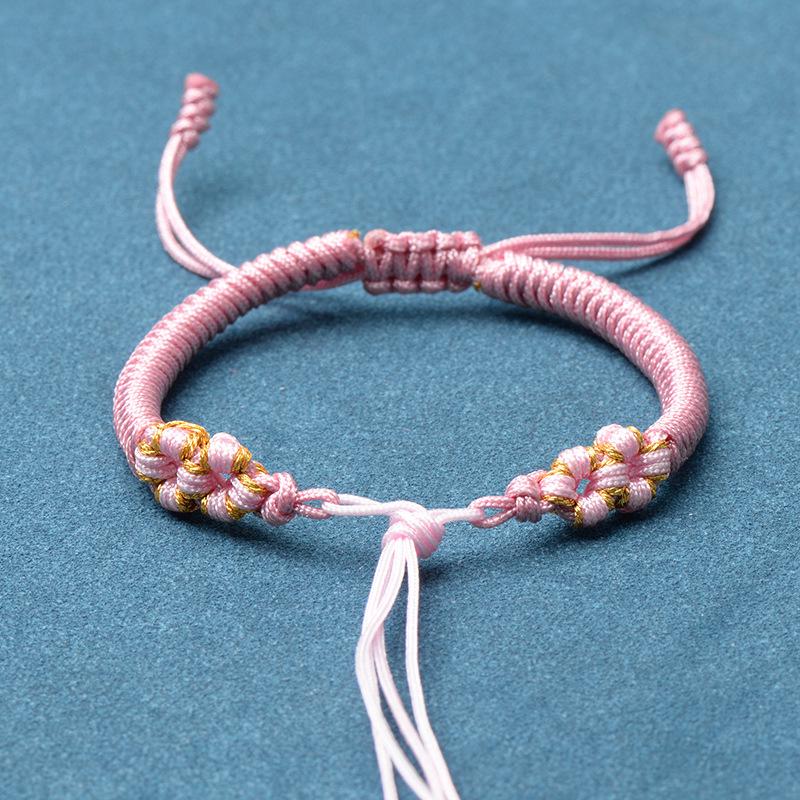 Ręcznie robiona tkana bransoletka z węzłem brzoskwiniowym na sznurku - DIY Szczęśliwy jadeitowy sznurek pleciony ręcznie w stylu chińskim