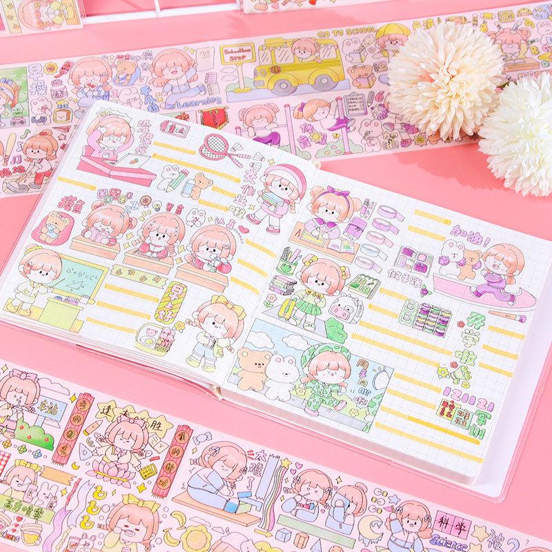 Creative Cute Cartoon Girl Special Oil Notebook Tape Decorative Stickers
